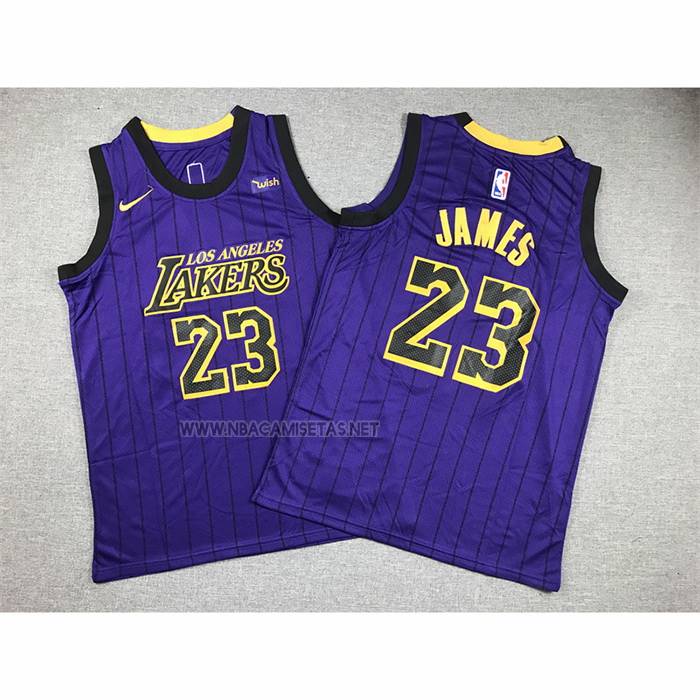 Camiseta Nino Los Angeles Lakers LeBron James NO 23 Ciudad 2019-20 Violeta